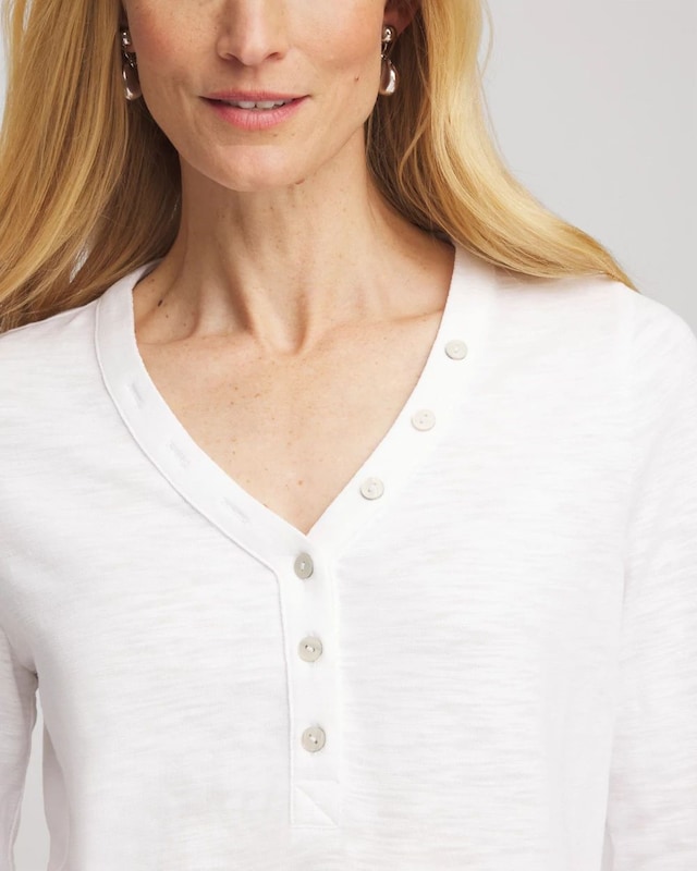 Slub Splitneck Button Tee - image 4